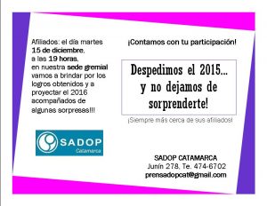 Lee más sobre el artículo SADOP despide el 2015 junto a sus afiliados